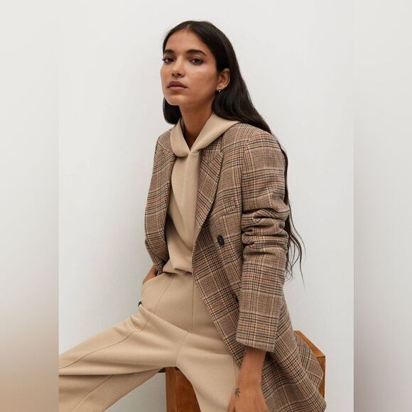 Mango Plaid Jacket Blazer new - Picture 8 of 12